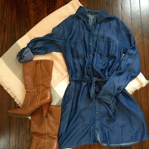 DONATED Chambray button up shirt dress